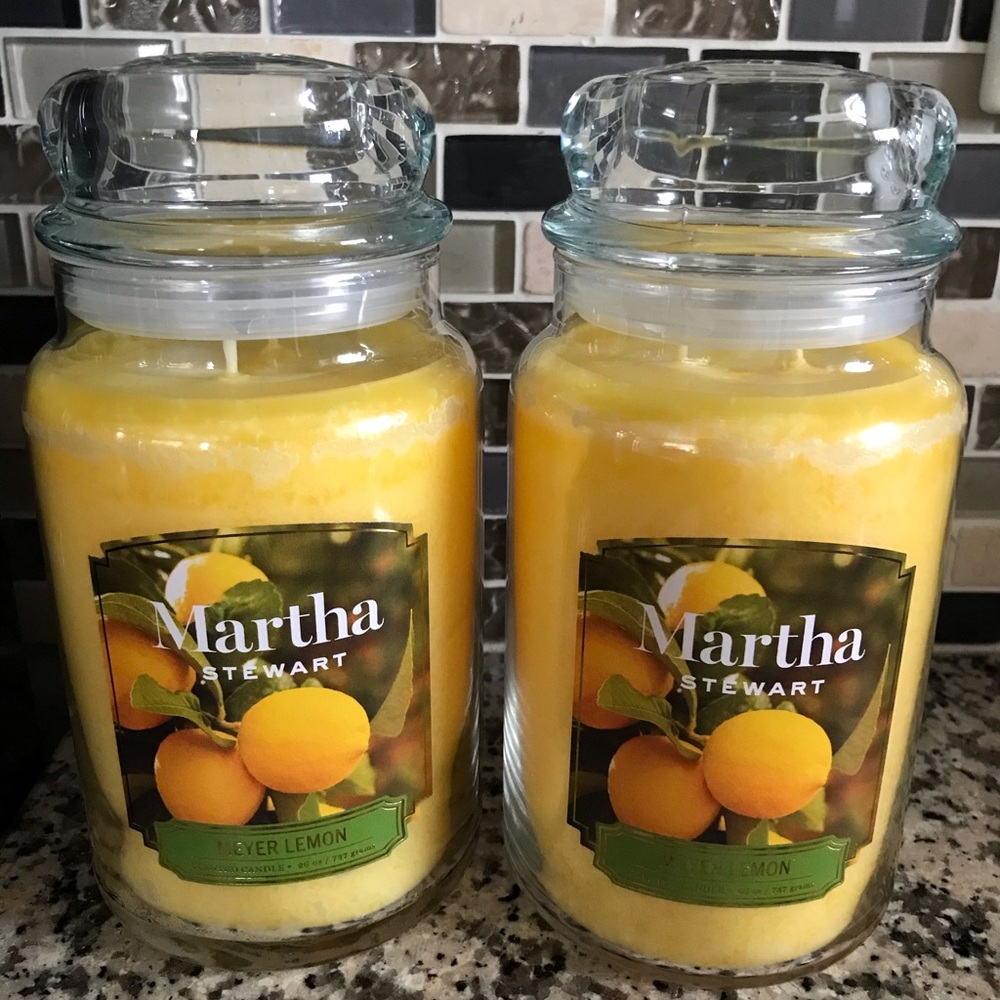 🍋⭐️MARTHA STEWART MEYER LEMON LARGE JAR CANDLES 🍋 2 Jars